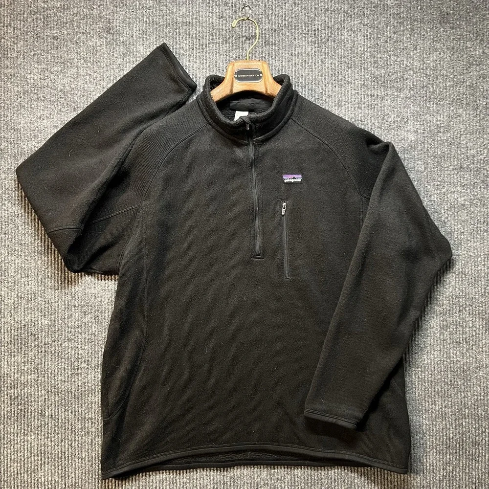 Patagonia Men's Better Sweater Quarter Zip Jacket Size‎ Medium Black Sty25521